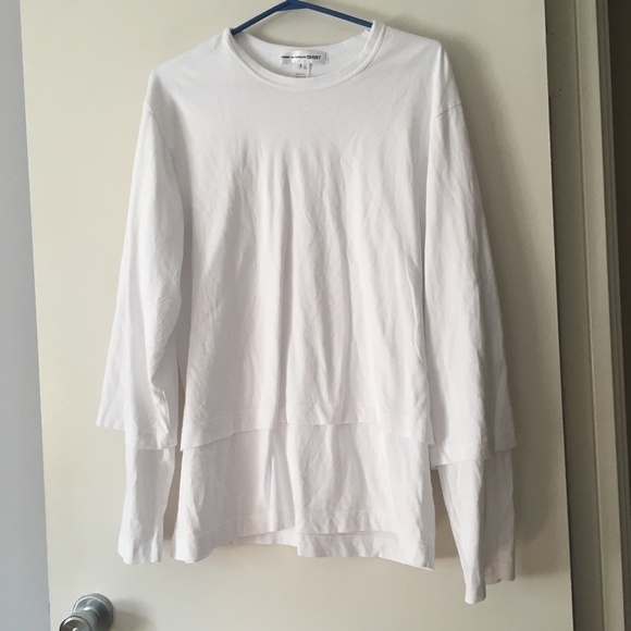 COMME DES GARCONS White Cotton Tiered L/S Tee Size X - Picture 2 of 7
